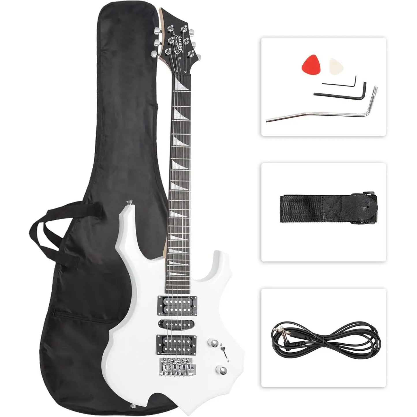 Glarry Fire-Style Electric Guitar Kit with Maple Frets, Humbucker Pickups, Strings, Amplifier Wire & Accessories Pack - Beginner Teenage Boys' Christmas Gift