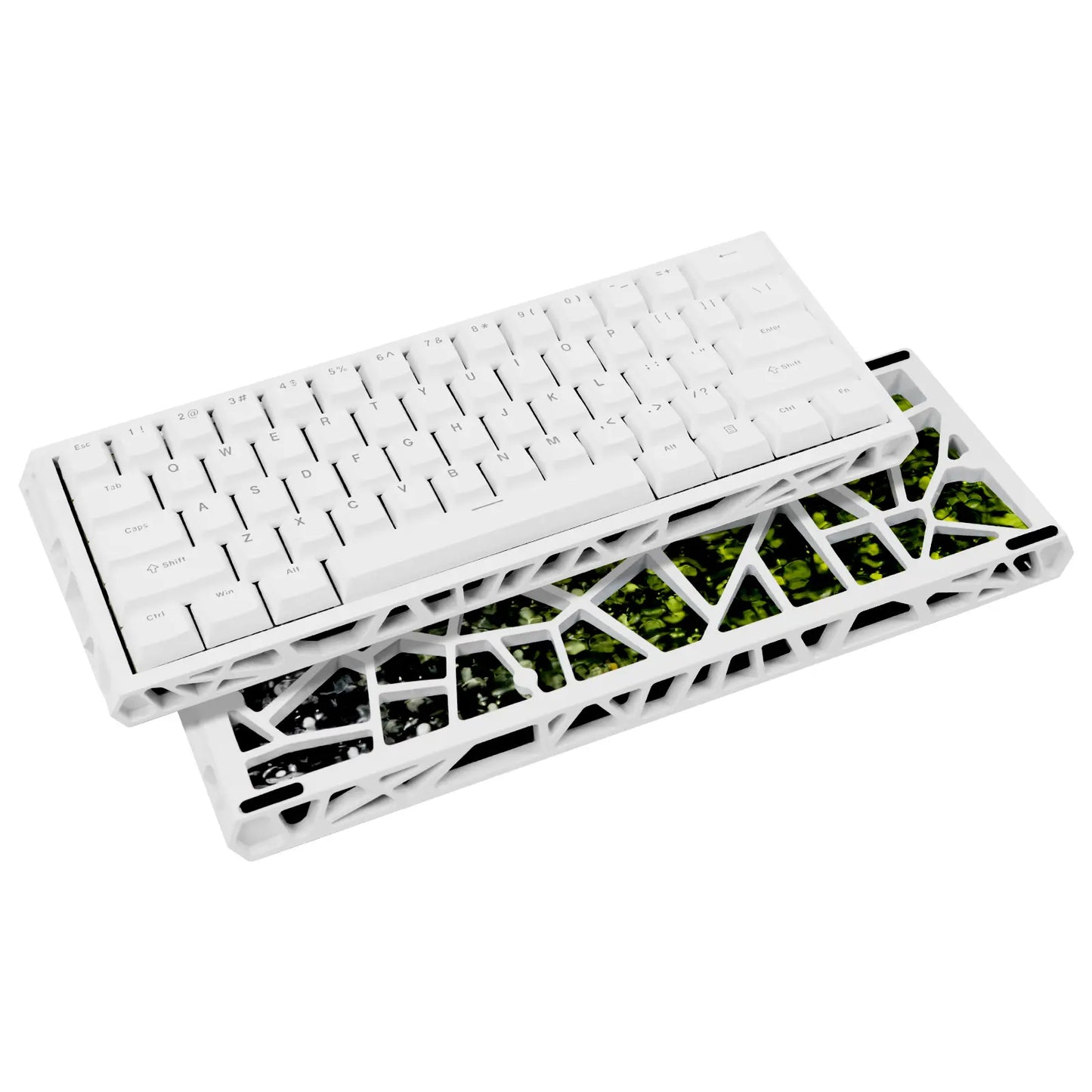 NJ61 Hollow Frame 60% Mechanical Keyboard, Topographic PBT Keycaps RGB Wired Custom Gaming Keyboard, 1000Hz Polling Rate Red Linear Switch, Compact 61 Keys Layout for PC Gaming & Desktop Setu