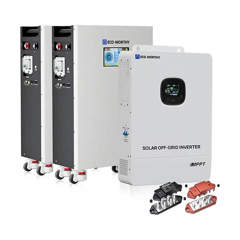 ECO-WORTHY Powermega 48V 314Ah Lifepo4 Battery and 5Kw Solar Inverter Energy Storage System with Active Balancing BMS, Bluetooth Monitoring, and Communication Capabilities for Home Backup and Emergency Use
