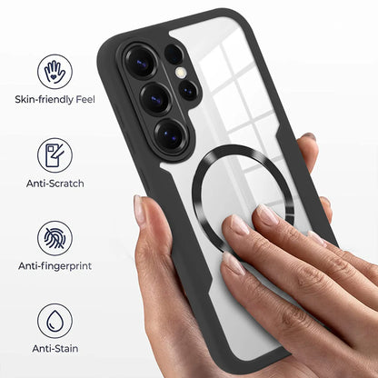 Phone Case for Samsung Galaxy S26 Ultra S25 S24 S23 S22 with Built in Screen Protector Cover and Cell Accessories Magnetic Rugged Silicone Hybrid Slim Transparent Anti-Drop Protective Cover Shockproof Bumper Women Men