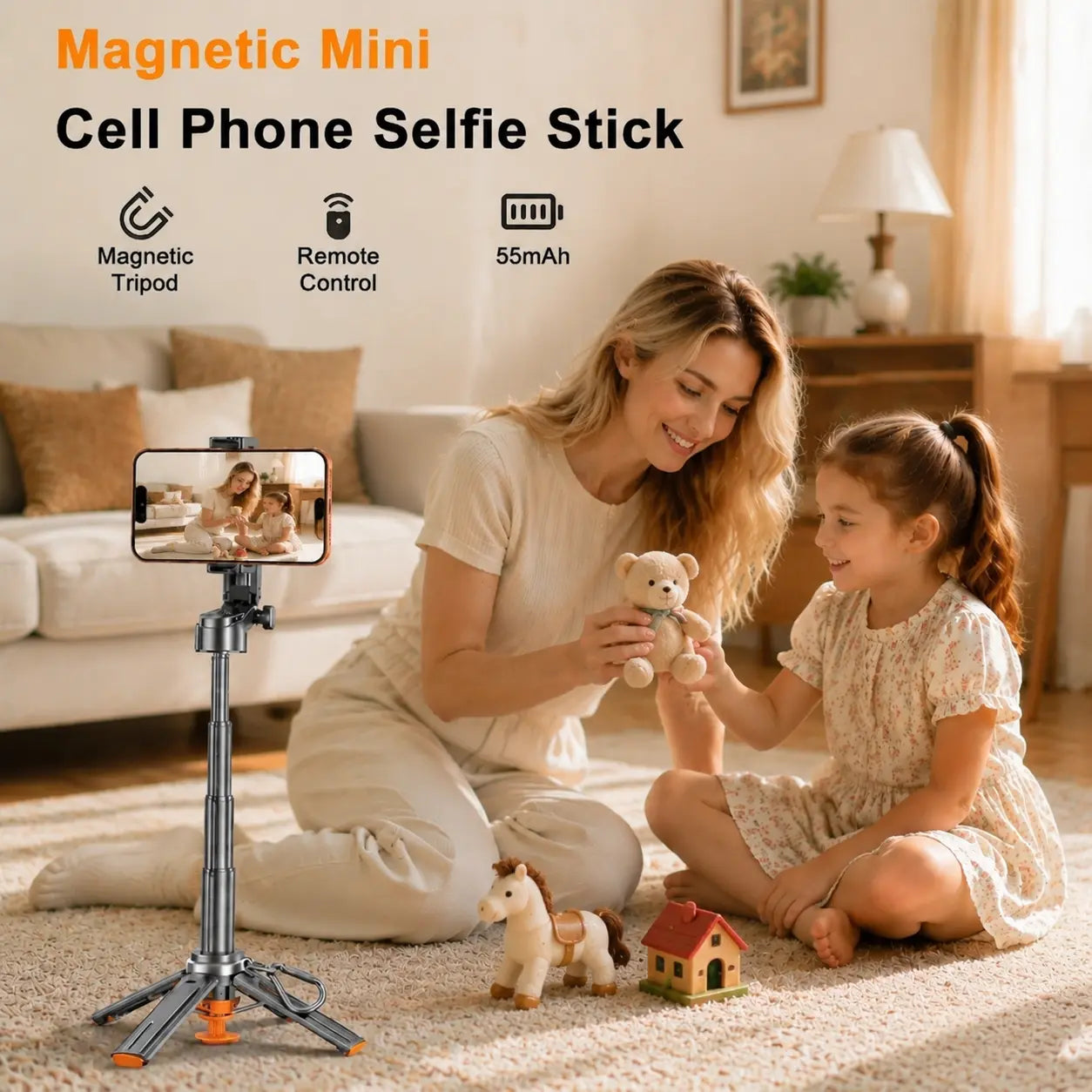 2026 New Upgraded 5-In-1 Mini Selfie Stick - 360° Rotatable,Wireless Bluetooth Remote and Phone Holder. Can Transforms into Handheld Stabilizer/Mini Tripod/Camera Grip.Stand.Extend to 16 Inches Cellphone