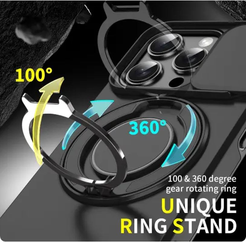 Iphone Case and Data Cable for Iphone 17 16 15 14 13 12 with Slide Camera Lens Protection Cover,360 Rotating Ring Kickstand Holder Military Grade Shockproof Protective Phone Cover