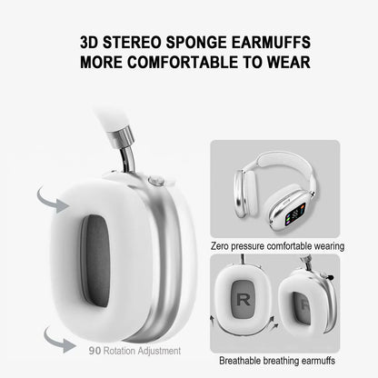 2026 New Over-Ear Headphones Bluetooth - Smart Color Screen, Digital Display, 16.0 H & above Battery Life, Equalizer Adjustment Function, Low Latency Mode, Aesthetic Audio Headset for Games, Father'S Day Gift