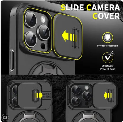 Iphone Case and Data Cable for Iphone 17 16 15 14 13 12 with Slide Camera Lens Protection Cover,360 Rotating Ring Kickstand Holder Military Grade Shockproof Protective Phone Cover
