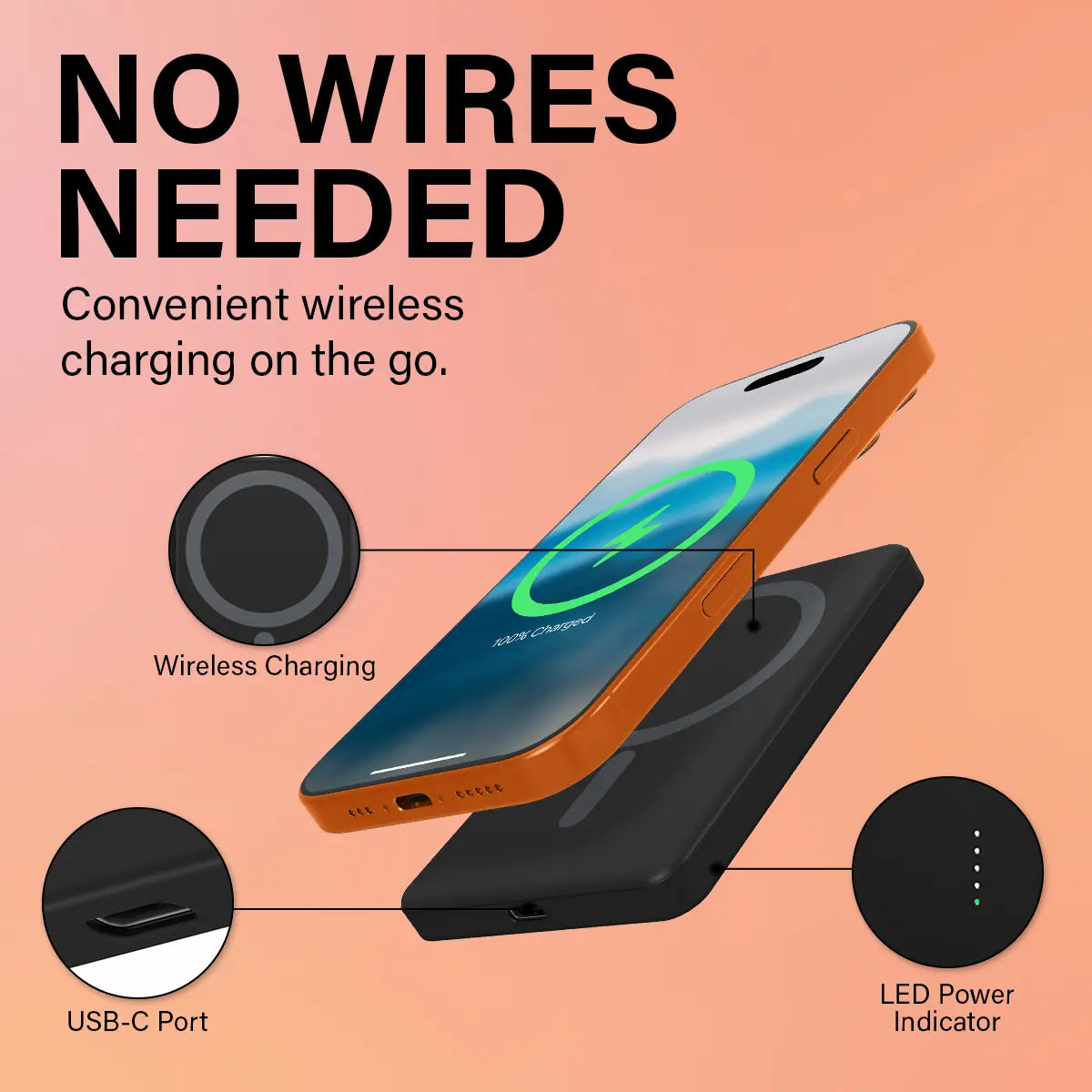 Nimble CHAMP Wireless 5K Magnetic Portable Charger - Ultra Thin Wireless Charger - No PFAS or Phthalates - Fast 15W Wireless Charging - Airline Approved