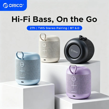 ORICO Portable Bluetooth Speaker, 27H Playtime, TWS Pairing, IPX5, Wireless, Small | Bluetooth 6.0, Hifi Sound, Wireless Speaker for Home, Outdoor, Camping and Travel - BG01