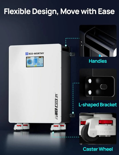 ECO-WORTHY Powermega 48V 314Ah Lifepo4 Battery and 5Kw Solar Inverter Energy Storage System with Active Balancing BMS, Bluetooth Monitoring, and Communication Capabilities for Home Backup and Emergency Use