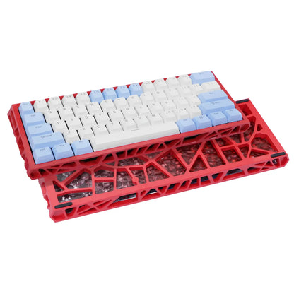NJ61 Hollow Frame 60% Mechanical Keyboard, Topographic PBT Keycaps RGB Wired Custom Gaming Keyboard, 1000Hz Polling Rate Red Linear Switch, Compact 61 Keys Layout for PC Gaming & Desktop Setu