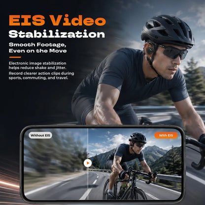 E12 Bone Conduction Camera Headset, AI Smart Conversation Open-Ear Bluetooth Earphones, Supports HD Video Recording & Voice Recording, Real-Time Translation via App, Ideal for Daily Life Recording, Cycling and Travel.