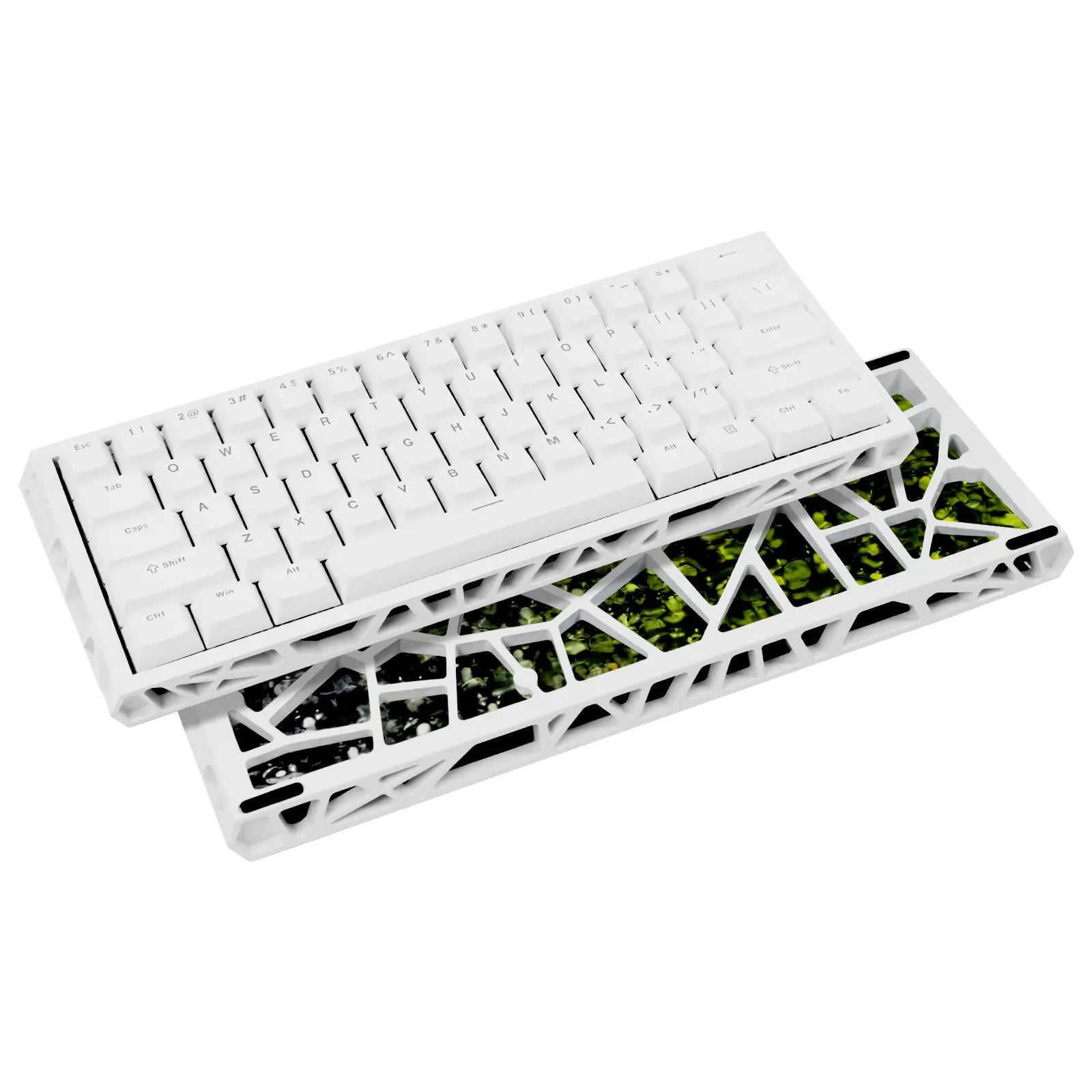 NJ61 Hollow Frame 60% Mechanical Keyboard, Topographic PBT Keycaps RGB Wired Custom Gaming Keyboard, 1000Hz Polling Rate Red Linear Switch, Compact 61 Keys Layout for PC Gaming & Desktop Setu