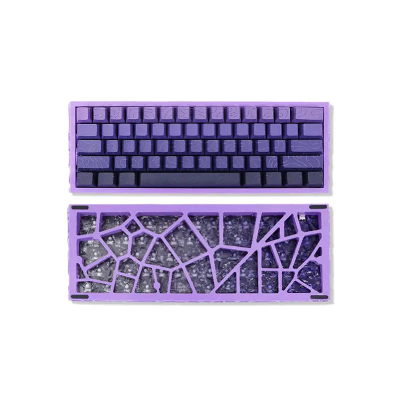 NJ61 Hollow Frame 60% Mechanical Keyboard, Topographic PBT Keycaps RGB Wired Custom Gaming Keyboard, 1000Hz Polling Rate Red Linear Switch, Compact 61 Keys Layout for PC Gaming & Desktop Setu