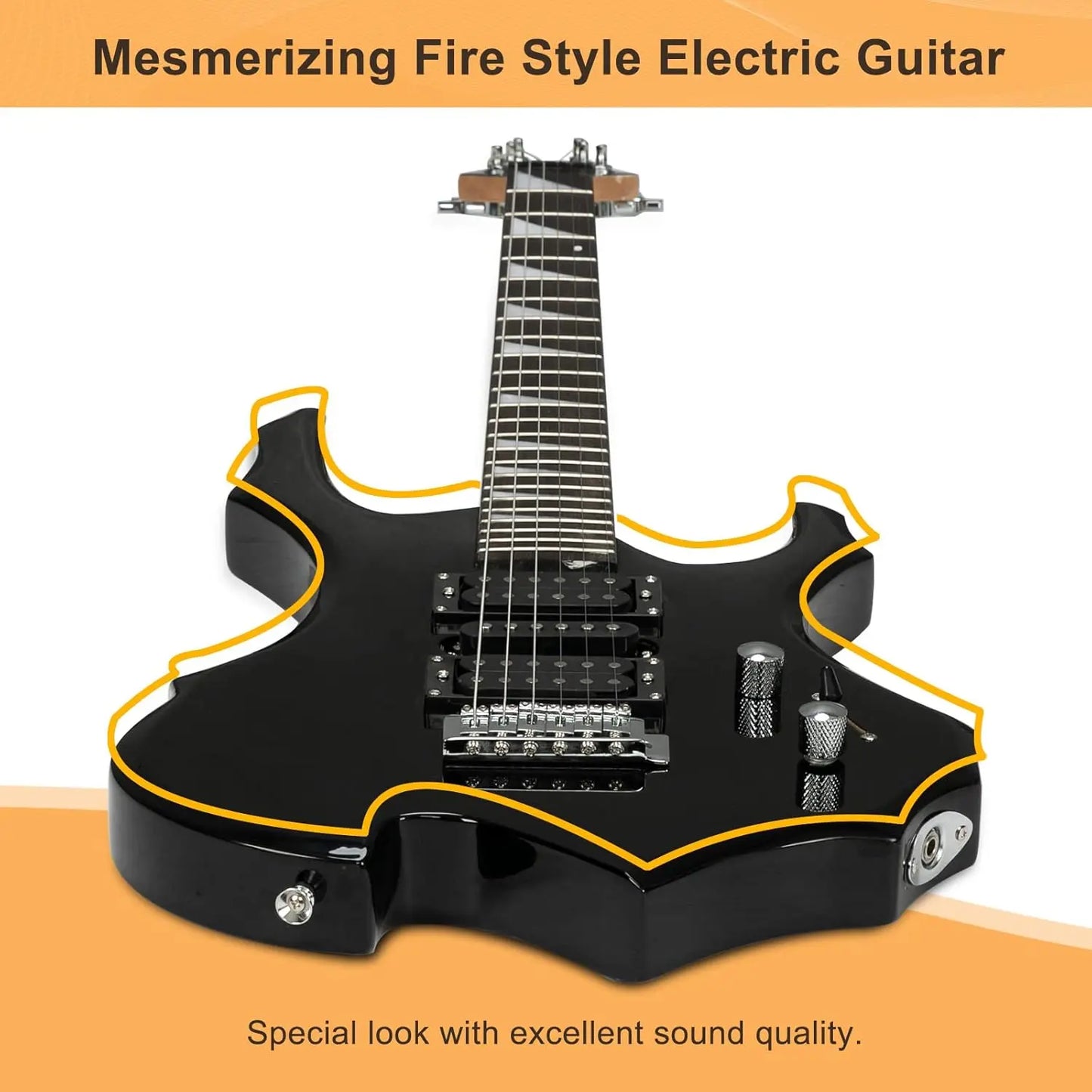 Glarry Fire-Style Electric Guitar Kit with Maple Frets, Humbucker Pickups, Strings, Amplifier Wire & Accessories Pack - Beginner Teenage Boys' Christmas Gift