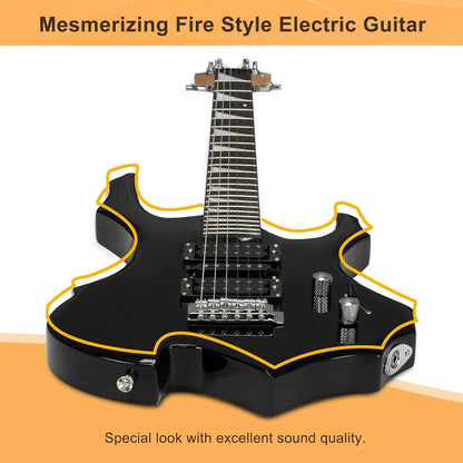 Glarry Fire-Style Electric Guitar Kit with Maple Frets, Humbucker Pickups, Strings, Amplifier Wire & Accessories Pack - Beginner Teenage Boys' Christmas Gift