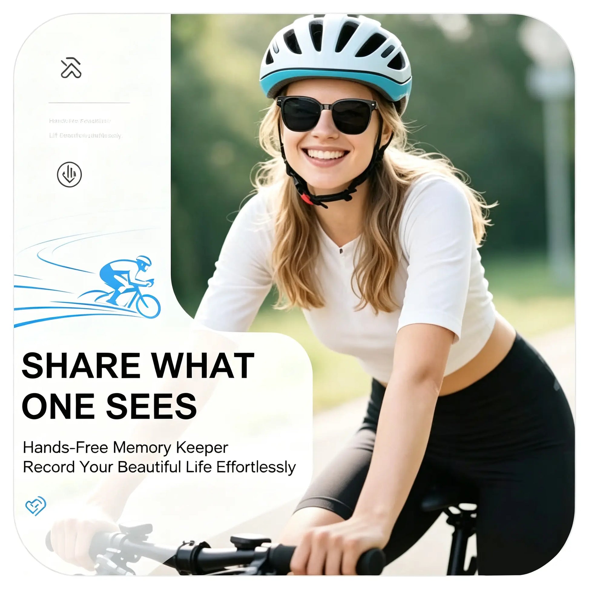 Smart Camera Glasses 8MP HD Sensor 1080P Video Recording Waterproof Touch Adjustment Clear Calls AI Voice Control 7H Battery Life Wear Detection WIFI Transfer POV Hands-Free Eyeglasses for Sports Travel