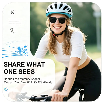 Smart Camera Glasses 8MP HD Sensor 1080P Video Recording Waterproof Touch Adjustment Clear Calls AI Voice Control 7H Battery Life Wear Detection WIFI Transfer POV Hands-Free Eyeglasses for Sports Travel
