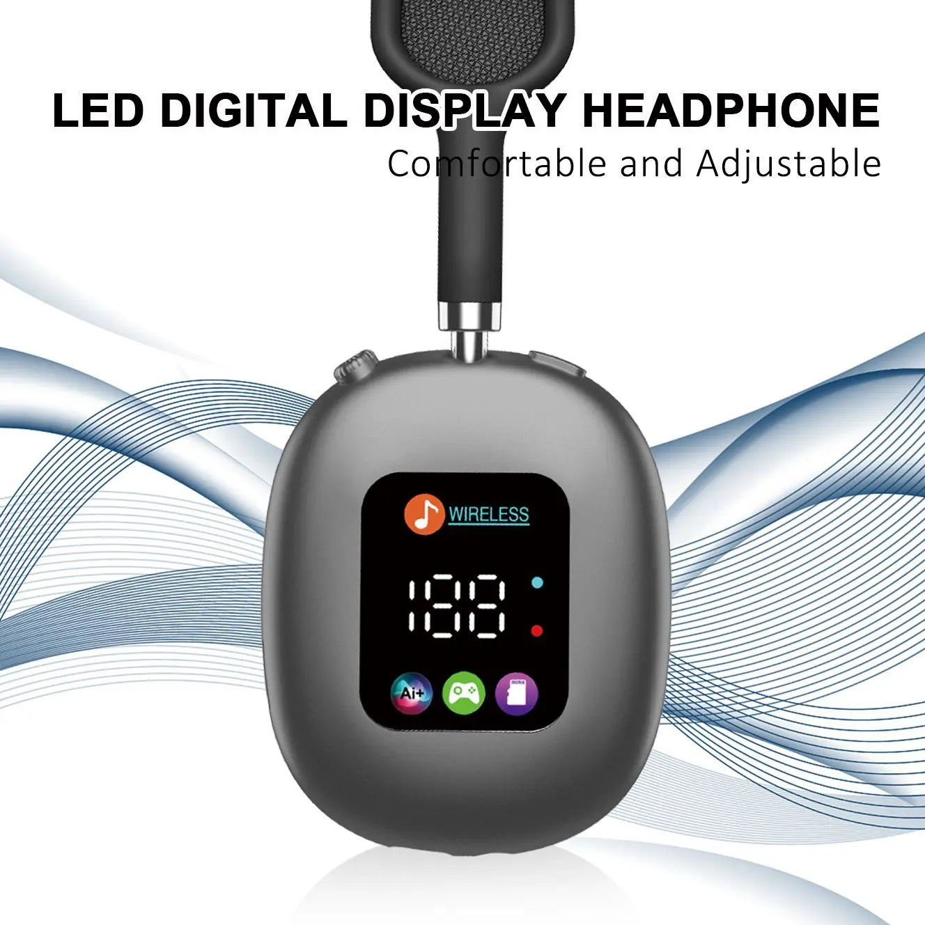 2026 New Over-Ear Headphones Bluetooth - Smart Color Screen, Digital Display, 16.0 H & above Battery Life, Equalizer Adjustment Function, Low Latency Mode, Aesthetic Audio Headset for Games, Father'S Day Gift