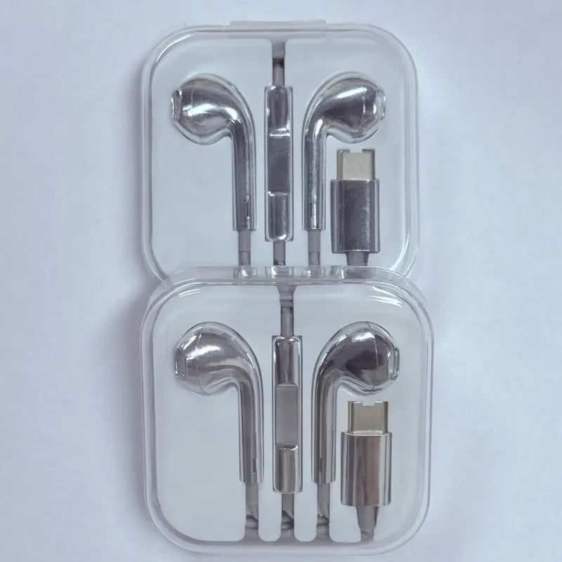 Type C Wired Earbuds with Chrome Finish, Improved Sound Quality, Functional, Y2K Trendy Portable Electronic Audio Headphones