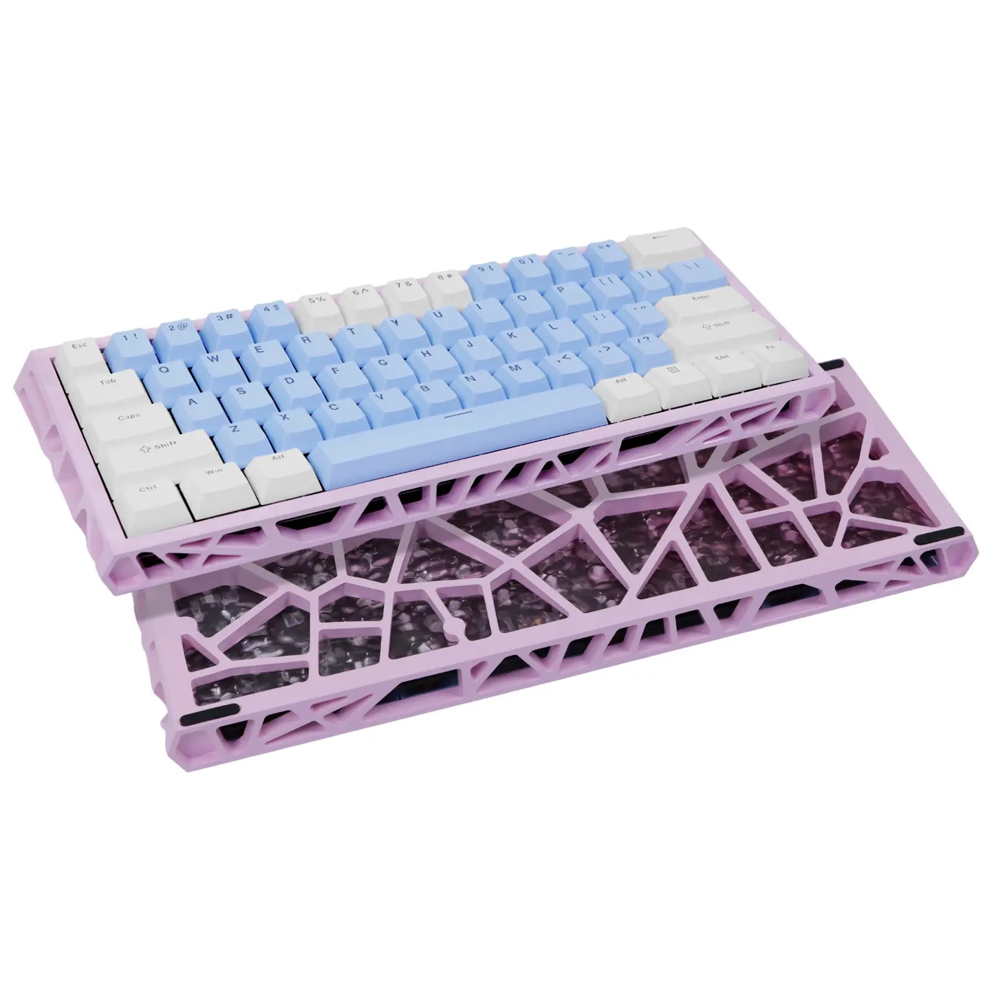 NJ61 Hollow Frame 60% Mechanical Keyboard, Topographic PBT Keycaps RGB Wired Custom Gaming Keyboard, 1000Hz Polling Rate Red Linear Switch, Compact 61 Keys Layout for PC Gaming & Desktop Setu