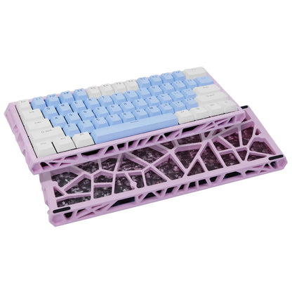 NJ61 Hollow Frame 60% Mechanical Keyboard, Topographic PBT Keycaps RGB Wired Custom Gaming Keyboard, 1000Hz Polling Rate Red Linear Switch, Compact 61 Keys Layout for PC Gaming & Desktop Setu