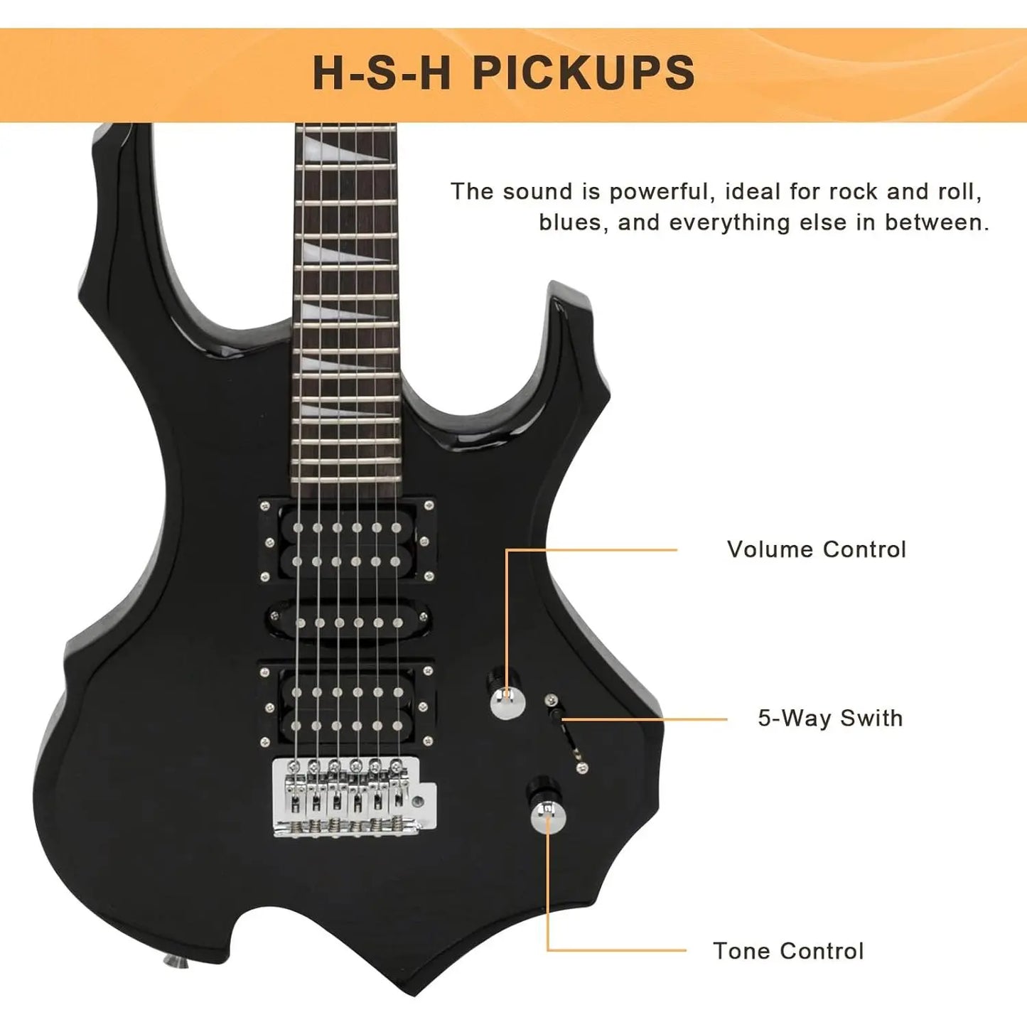 Glarry Fire-Style Electric Guitar Kit with Maple Frets, Humbucker Pickups, Strings, Amplifier Wire & Accessories Pack - Beginner Teenage Boys' Christmas Gift