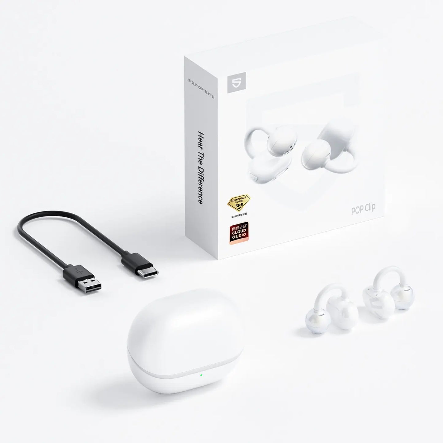 Soundpeats POP Clip Open-Ear Wireless Earbuds with Bluetooth 5.4, ENC Noise Cancelling, Game Mode, Fast Charging, IPX5 Waterproof Rating, 30 Hours Playtime for Sports and Everyday Use, Includes Complimentary Panda Protective Case