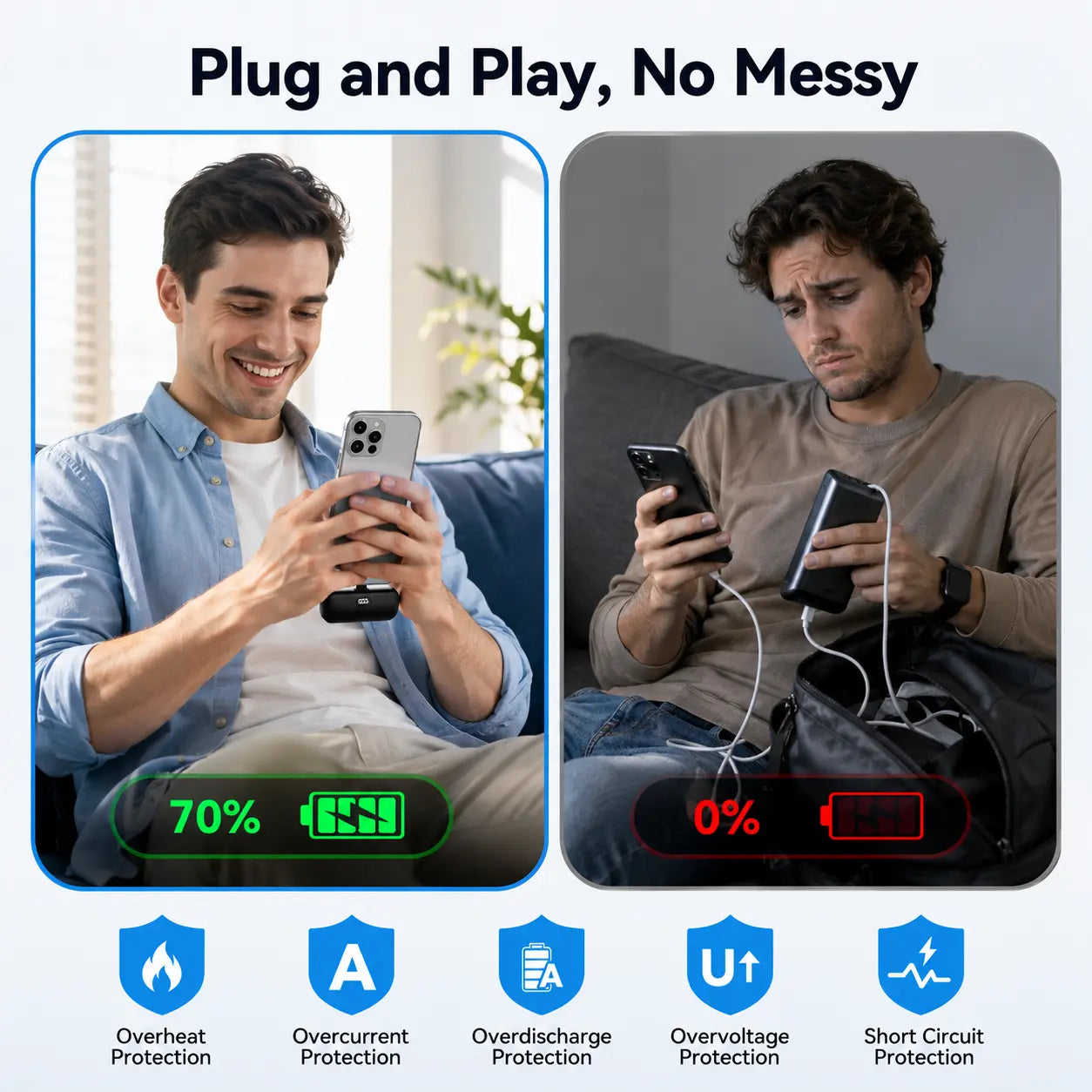 Portable Charger 2 Pack, 5000Mah Mini Power Bank with USB-C, 22.5W Max Fast Charging, LCD Display and Built-In Stand, Portable Phone Charger for Iphone 17/16/15 Android Travel,Z6 Summerwins