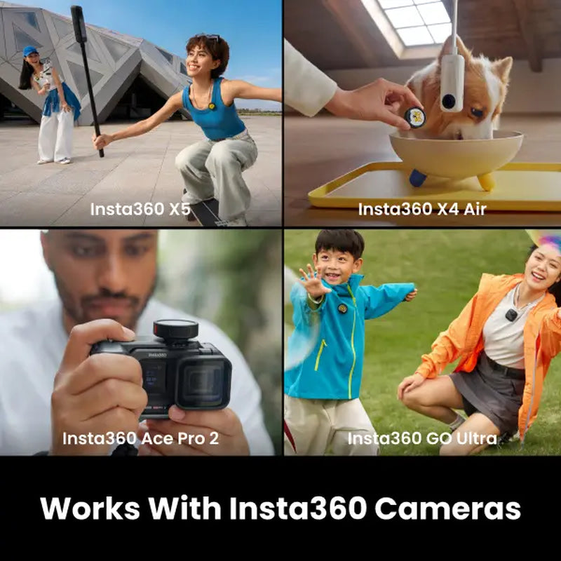 Insta360 Mic Pro, Wireless Mini Lavalier Microphone for Iphone/Camera/Android, Video Recording, Bluetooth, Customizable E-Ink Display, 3-Mic Array, Available for Lightning Device