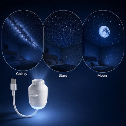 Starry Sky Projector Night Light – Galaxy & Moon LED Star Projector for Bedroom, Touch Control, USB Powered Ambient Lamp, 3 Projection Modes