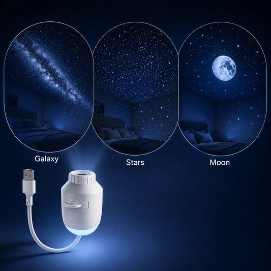 Starry Sky Projector Night Light – Galaxy & Moon LED Star Projector for Bedroom, Touch Control, USB Powered Ambient Lamp, 3 Projection Modes