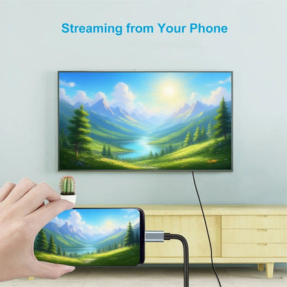 USB 3.1 Type-C to HDTV Adapter Cable, USB-C to HDMI, 4K HD Display, 2M/6.6Ft, Usb-Powered, No Battery, Direct Phone to Tv/Screen/Projector Connection, No Wifi or Software Needed