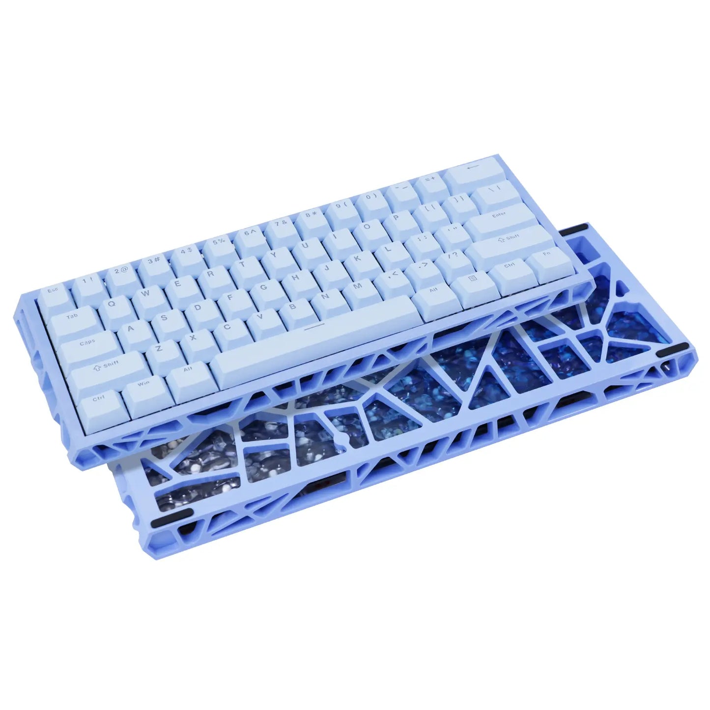 NJ61 Hollow Frame 60% Mechanical Keyboard, Topographic PBT Keycaps RGB Wired Custom Gaming Keyboard, 1000Hz Polling Rate Red Linear Switch, Compact 61 Keys Layout for PC Gaming & Desktop Setu