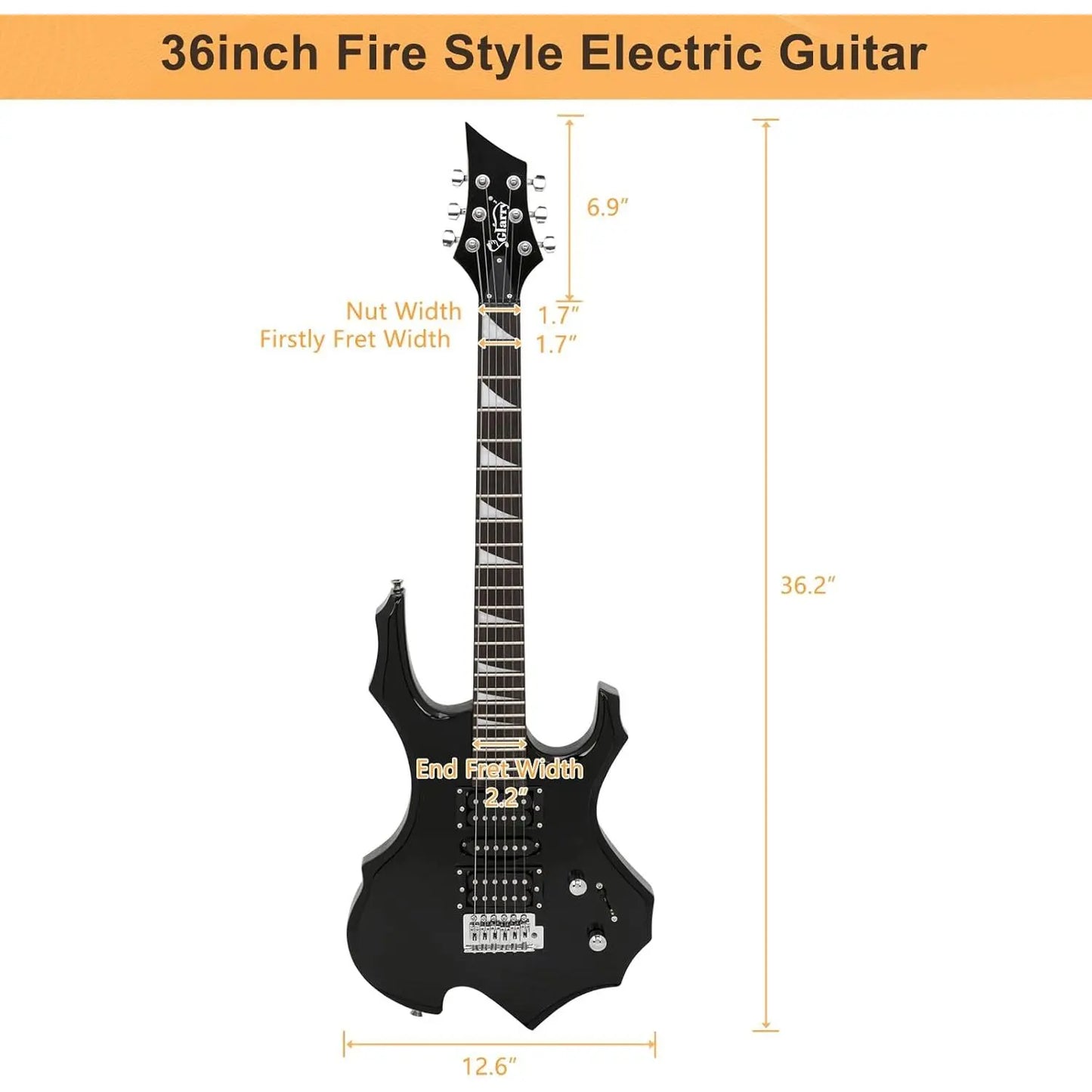 Glarry Fire-Style Electric Guitar Kit with Maple Frets, Humbucker Pickups, Strings, Amplifier Wire & Accessories Pack - Beginner Teenage Boys' Christmas Gift