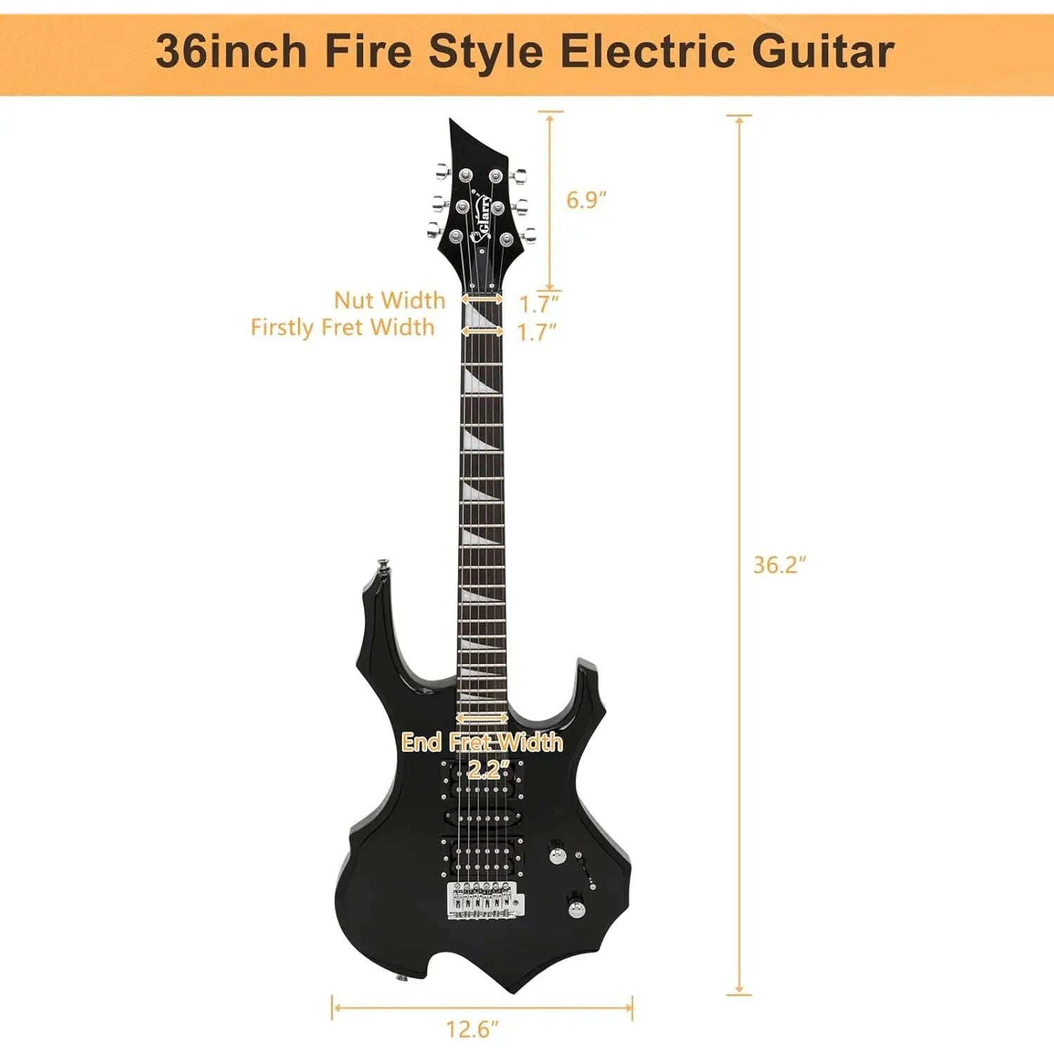 Glarry Fire-Style Electric Guitar Kit with Maple Frets, Humbucker Pickups, Strings, Amplifier Wire & Accessories Pack - Beginner Teenage Boys' Christmas Gift