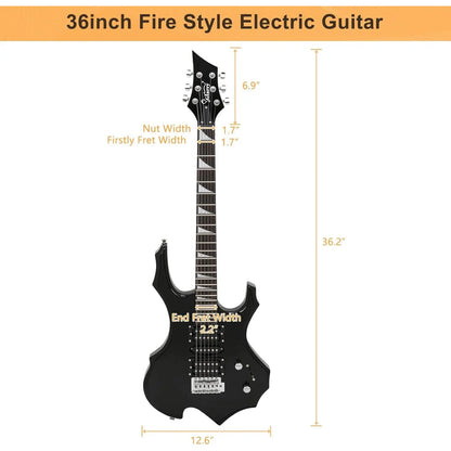 Glarry Fire-Style Electric Guitar Kit with Maple Frets, Humbucker Pickups, Strings, Amplifier Wire & Accessories Pack - Beginner Teenage Boys' Christmas Gift