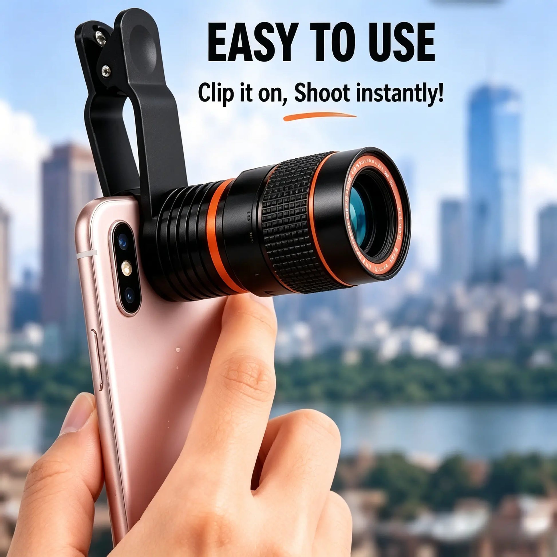 Universal 8X Clip-On Phone Telephoto Lens - Portable HD Photography Telescope Lens, Perfect for Concerts, Sports Games & Travel