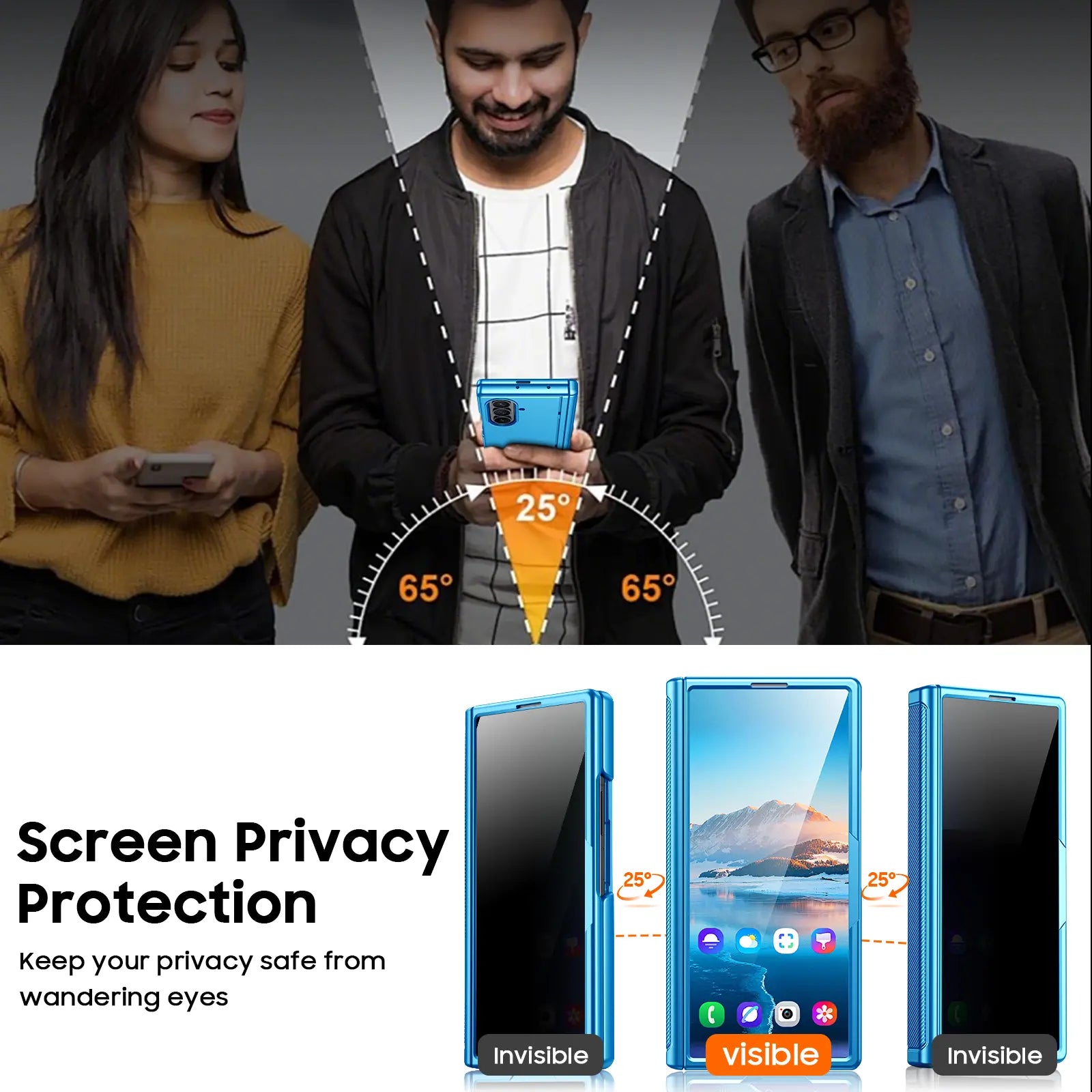 BSNRM for Samsung Galaxy Z Fold 7 Case, Privacy Screen Protector Case with Magnetic Hinge Protection, Hidden Kickstand, Slim Protective Phone Cover for Business and Movie Watching