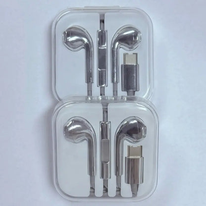 Type C Wired Earbuds with Chrome Finish, Improved Sound Quality, Functional, Y2K Trendy Portable Electronic Audio Headphones