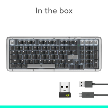 Logitech Alto Keys K98M Full-Sized Durable Multi-Device Bluetooth Mechanical Keyboard, Customizable Switches, Vibration-Absorbing Gasket, Illuminated Backlit Keys, USB-C Charging, for PC, Mac Laptops, Bluetooth Keyboards, Full-Sized Mechanical Keyboards