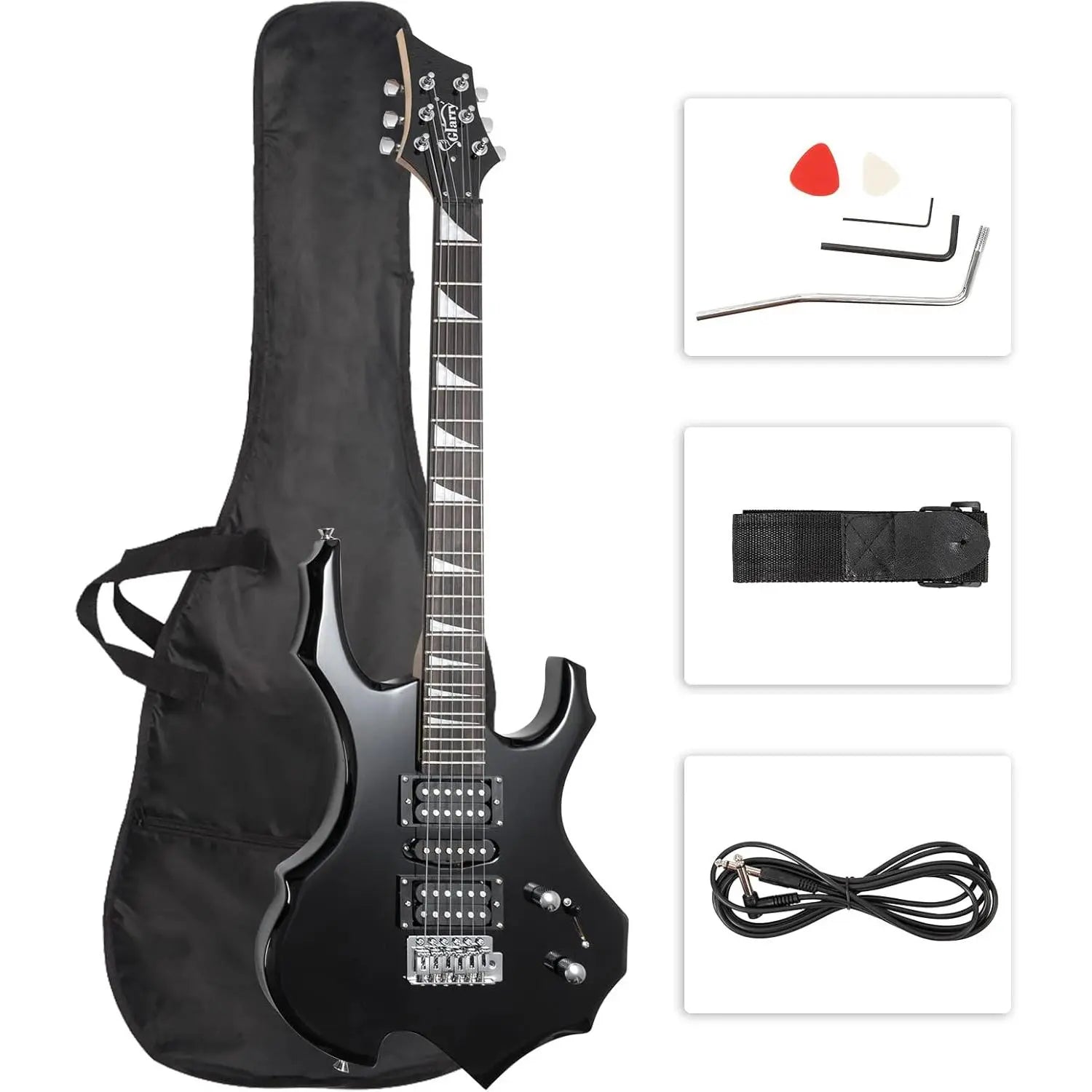 Glarry Fire-Style Electric Guitar Kit with Maple Frets, Humbucker Pickups, Strings, Amplifier Wire & Accessories Pack - Beginner Teenage Boys' Christmas Gift