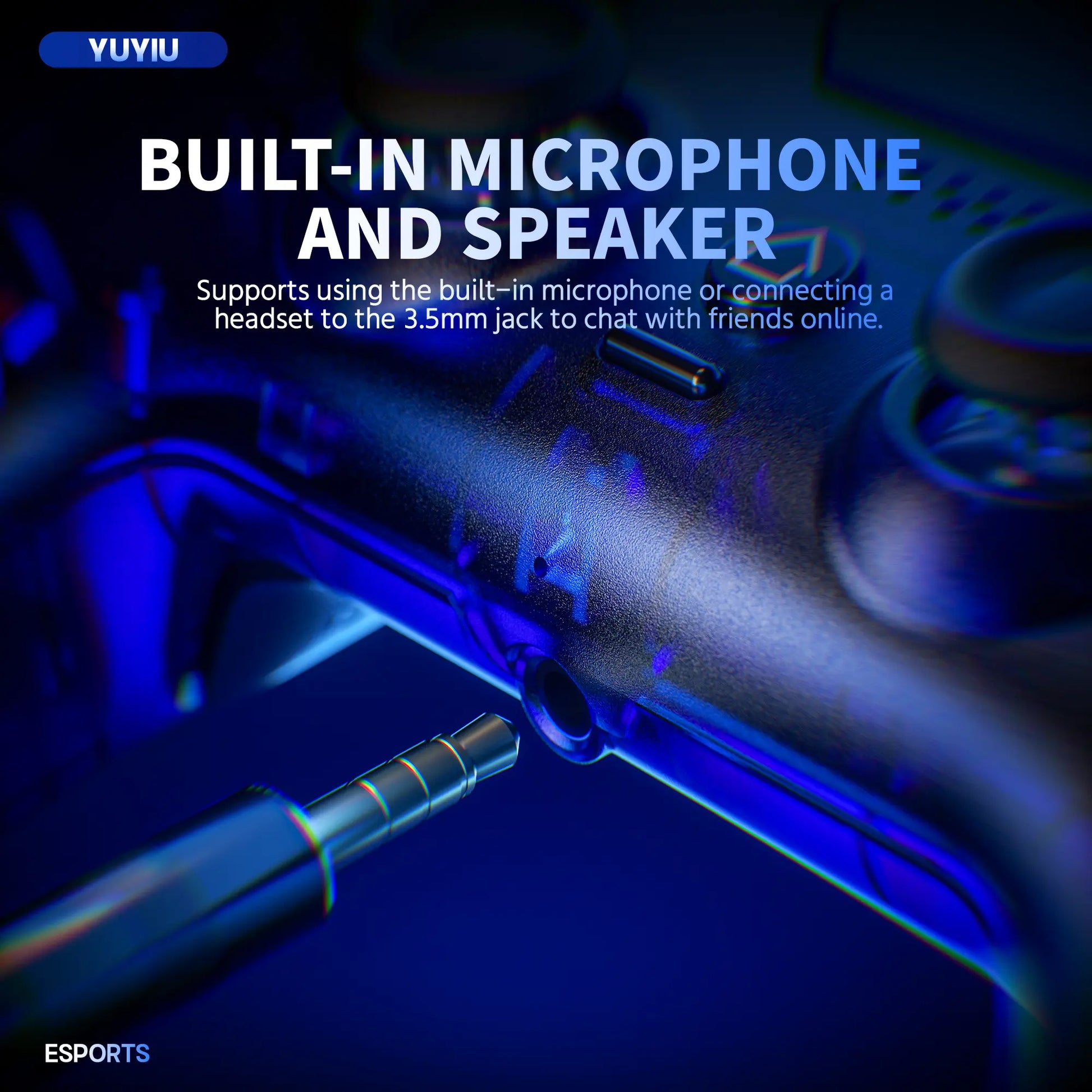 YUYIU Hall Effect Wireless Controller for PS5/PC – Programmable Macro Back Buttons, 6-Axis Gyro, Dual Vibration, Turbo, Touchpad, Bluetooth 5.0, 3.5Mm Audio & Mic