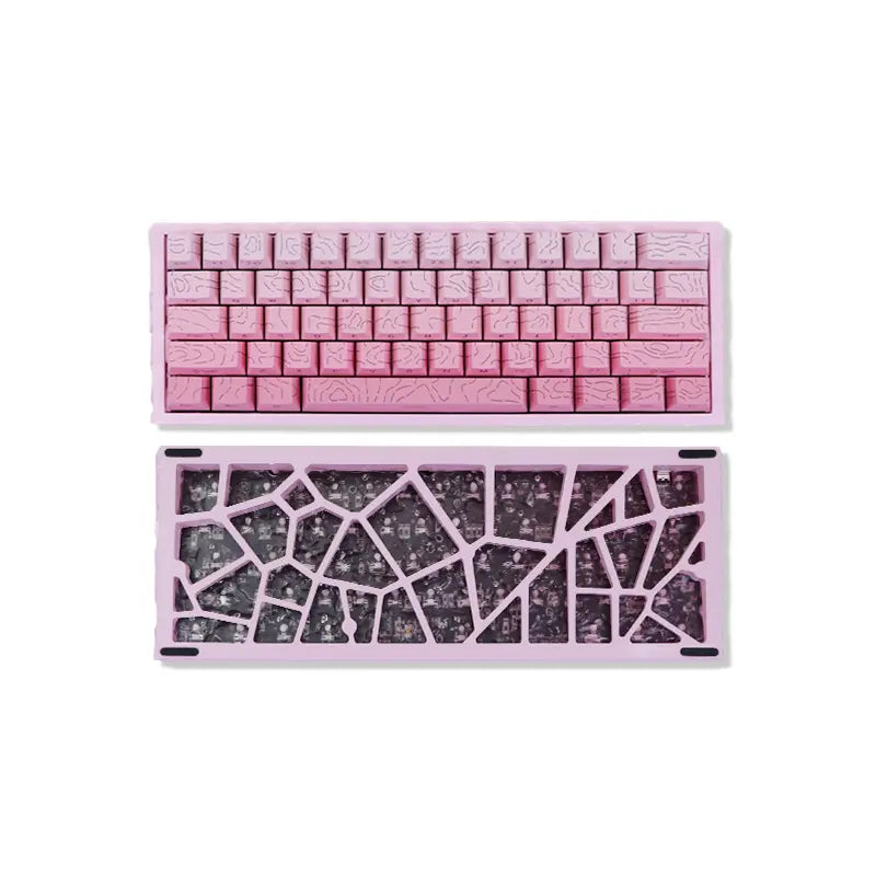 NJ61 Hollow Frame 60% Mechanical Keyboard, Topographic PBT Keycaps RGB Wired Custom Gaming Keyboard, 1000Hz Polling Rate Red Linear Switch, Compact 61 Keys Layout for PC Gaming & Desktop Setu