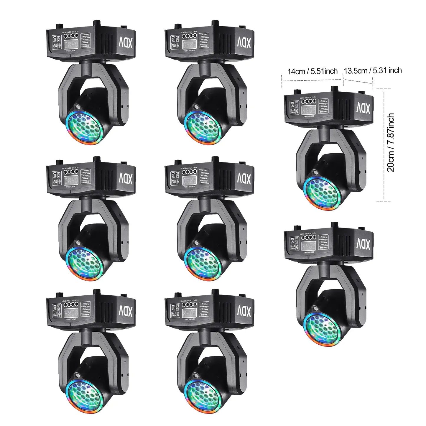 XDV 32W Mini Moving Head Light, 3-In-1 RGBW Bee Eye DJ Stage Lights with Green Laser & Halo Effect, Sound Activated DMX Control for Party Disco Wedding Ktv，Halloween Party