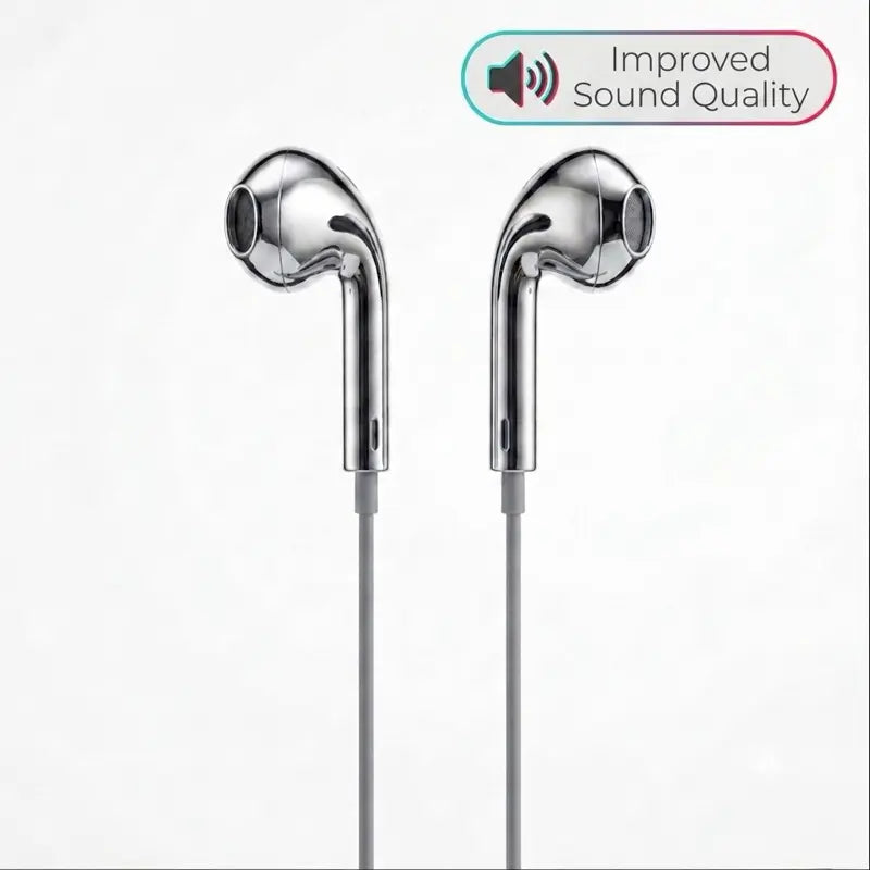 Type C Wired Earbuds with Chrome Finish, Improved Sound Quality, Functional, Y2K Trendy Portable Electronic Audio Headphones
