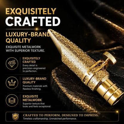 Metal Jazz Tenor Saxophone Mouthpiece -Music Accessories, Warm Deep Vibrant Tone, Intricately Carved Patterns Cover the Entire Body， Ideal for Beginners in Concert Band, Jazz Band and Marching Band