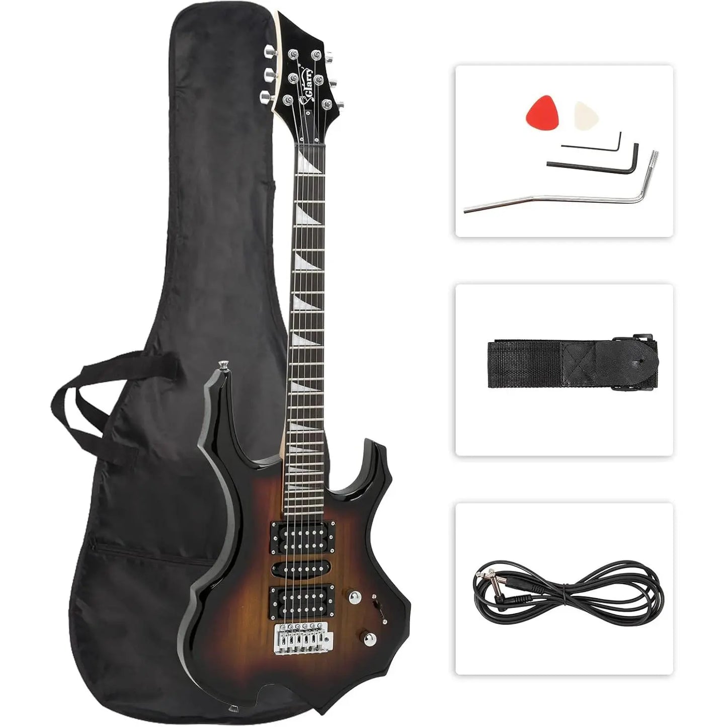 Glarry Fire-Style Electric Guitar Kit with Maple Frets, Humbucker Pickups, Strings, Amplifier Wire & Accessories Pack - Beginner Teenage Boys' Christmas Gift