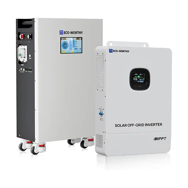ECO-WORTHY Powermega 48V 314Ah Lifepo4 Battery and 5Kw Solar Inverter Energy Storage System with Active Balancing BMS, Bluetooth Monitoring, and Communication Capabilities for Home Backup and Emergency Use