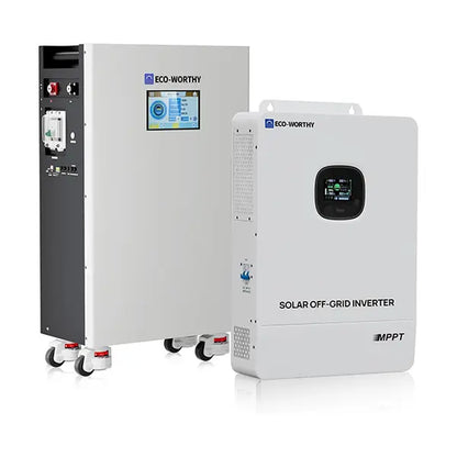 ECO-WORTHY Powermega 48V 314Ah Lifepo4 Battery and 5Kw Solar Inverter Energy Storage System with Active Balancing BMS, Bluetooth Monitoring, and Communication Capabilities for Home Backup and Emergency Use