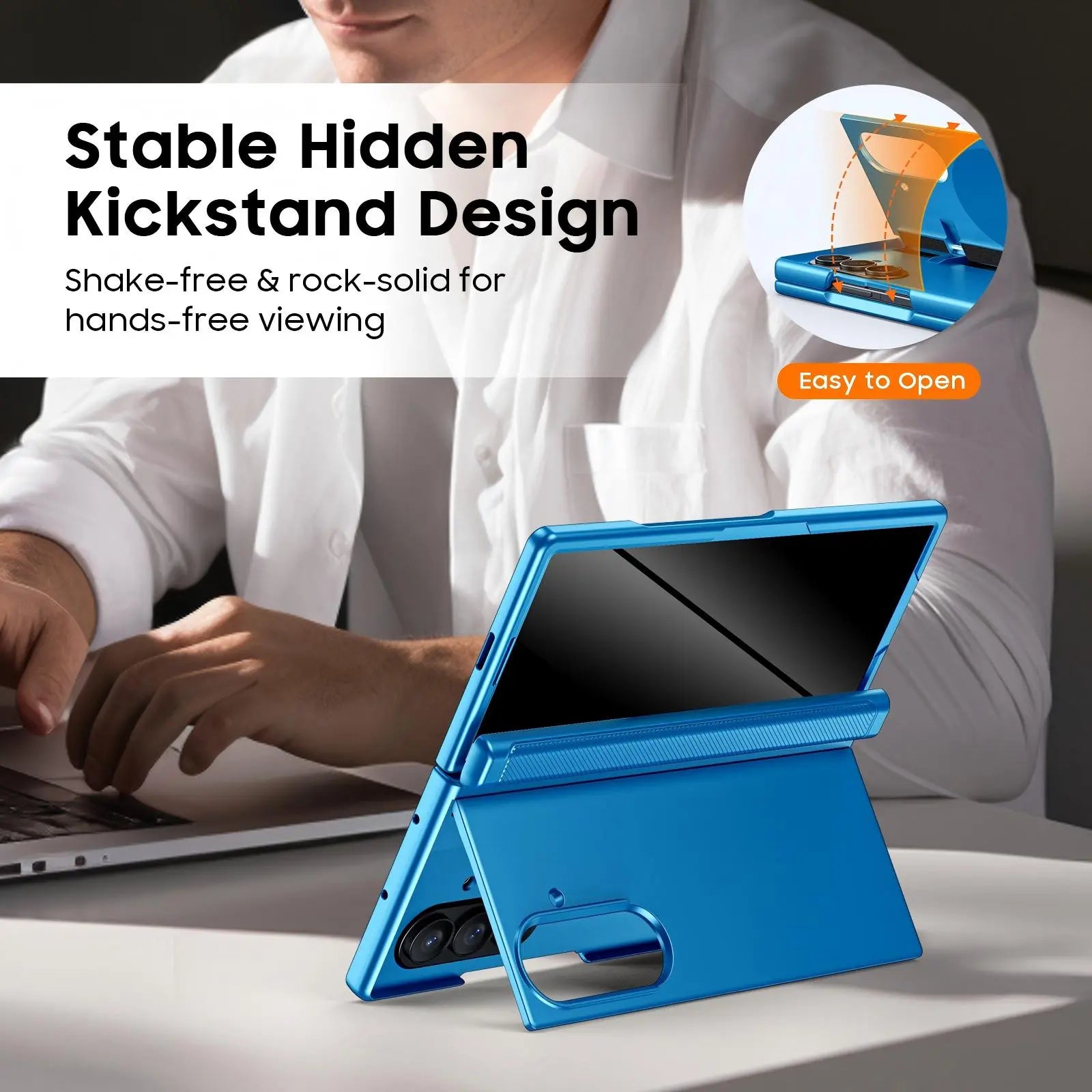 BSNRM for Samsung Galaxy Z Fold 7 Case, Privacy Screen Protector Case with Magnetic Hinge Protection, Hidden Kickstand, Slim Protective Phone Cover for Business and Movie Watching