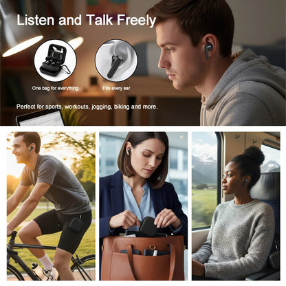 Wireless Noise-Cancelling Bluetooth Earbuds with Durable Charging Audio Accessories, Shockproof Metal Chain Hook Headset Carrying Case with Clips, Electronic Travel Essentials