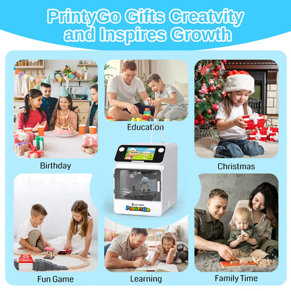 Sainsmart Printygo 3D Printer for Kids, 600Mm/S Auto Leveling Printer for Beginners with 5" Touch Screen, 1500+ Models, Child-Safe Design, Wi-Fi/App Control, Pre-Assembled for STEM Learning Gift